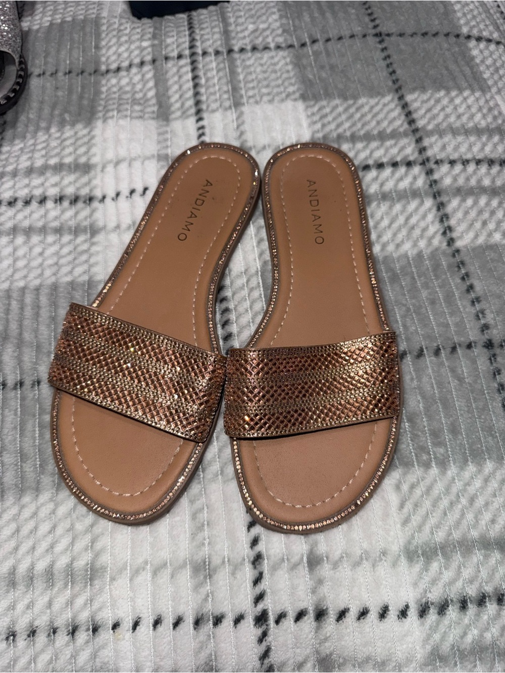 Women's Rose Gold Slide Sandals